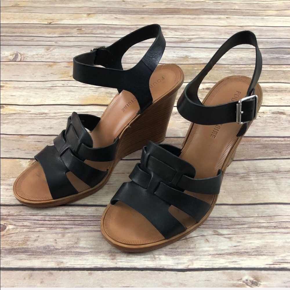 Pour La Victoire leather wedge sandals heels
